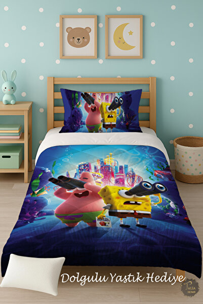 Talia Home Односпальний дитячий ковдра з малюнком ГубкаБоб і Патрік TLAG-266