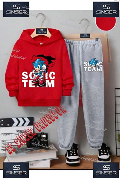 SS SİNSER Çocuk Unısex "SONIC TEAM ARK FNL" Özel Baskılı Kapşolu Eşofman Takımı