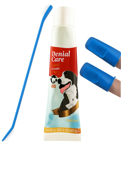 GOLD BE مجموعة فرشاة أسنان للقطط والكلاب - مجموعة معجون أسنان وفرشاة - عبوة كاملة