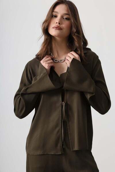Melike Bakar Boutique Front-Tie Blouse and Pants Set