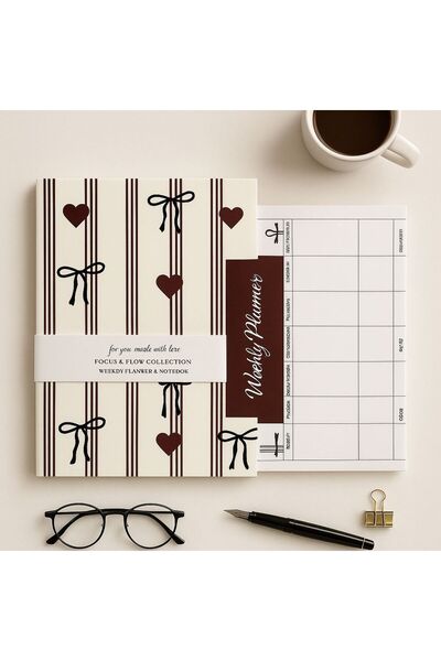 YLDZ A4 Boy Weekly Planner - Haftalık Planlayıcı & A4 Boy 48 Sayfa Çizgili Te...
