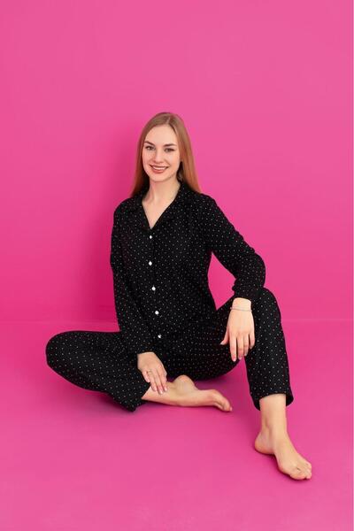 Hepyek Long Sleeve Front Button Pajama Set