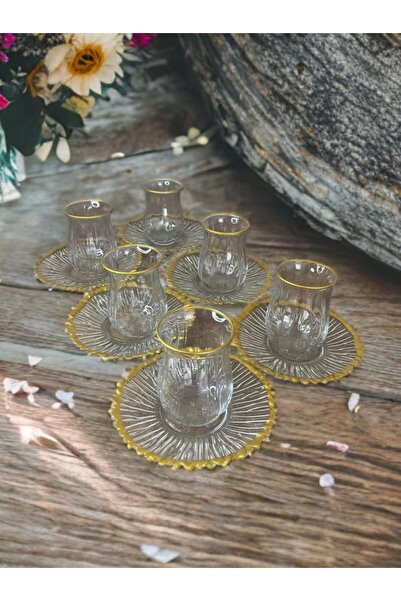 Zeryas Home 12 Parça Çay Bardaği Çay Takımı Set GOLD