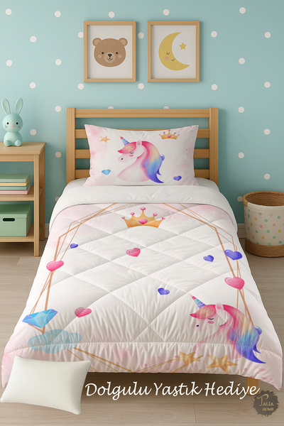 Talia Home Кольоровий односпальний дитячий ковдра з малюнком єдинорога TLAG-081