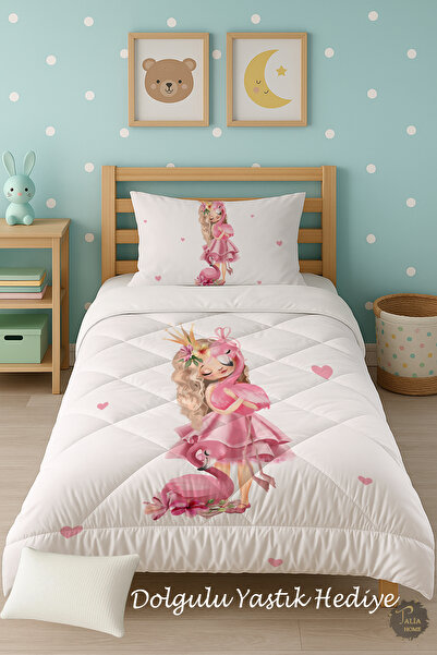 Talia Home Дитячий комплект постільної білизни з принтом принцеси і фламінго ...