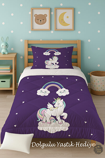 Talia Home Односпальний дитячий ковдра з малюнком милого рожевого єдинорога T...