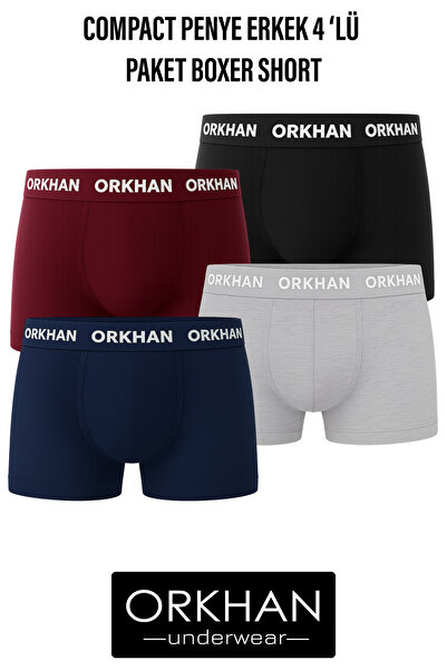 ORKHAN Men's Boxer, Compact Combed Cotton Flexible, Stretch Cotton, Cotton, Daily Comfort Fit, 4-Pack