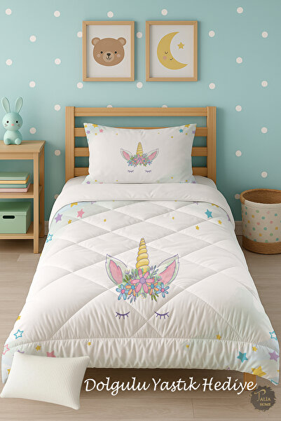 Talia Home Односпальний дитячий ковдра з білим єдинорогом TLAG-076