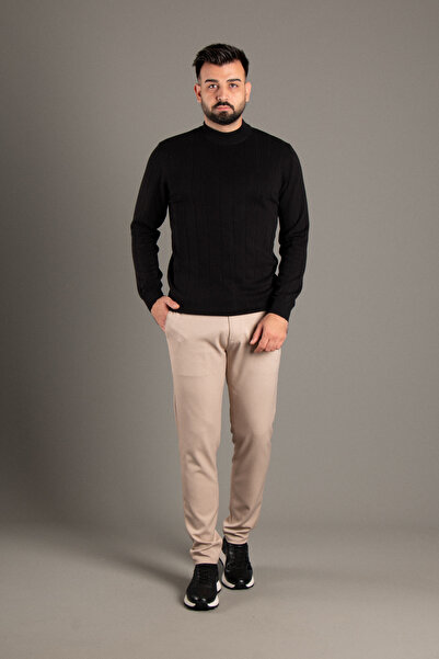 ZEKİ ÖZER Men's Black Patterned Fisherman Tricot