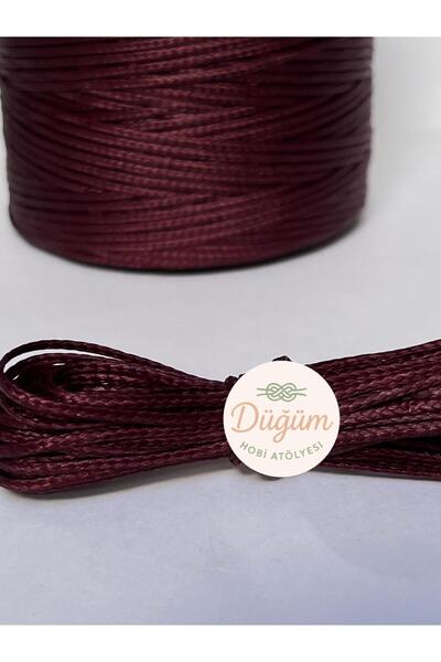 Düğüm Hobi Atölyesi 1.6 mm Kahverengi 1 metre Saraç Mumlu İp Halhal Kolye Der...