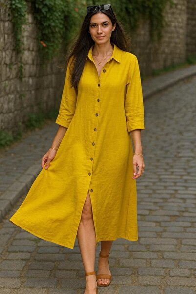 CLOTHİNGG1 Tunik Keten ve Pamuk Karışımlı