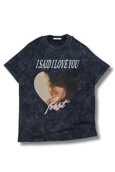 Fuddy Moda Tricou unisex I Said I Love You First, oversize, cu tematica retro...