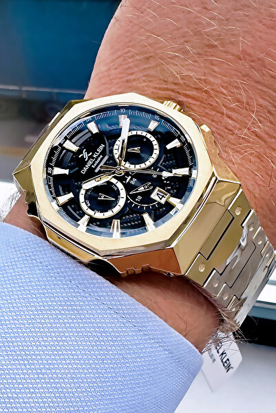 Daniel Klein Exclusive Erkek Kol Saati Su Geçirmez Paslanmaz Gold Renk Çelik Kordon - Hediye Bileklik DKE2143C6