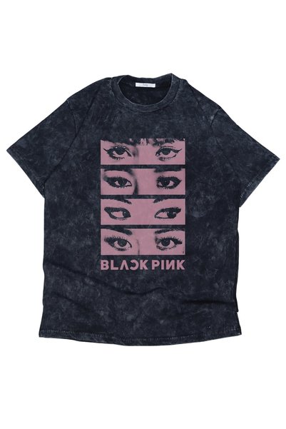Fuddy Moda Unisex Blackpink Eyes Štampano Washed T-shirt , Oversize kroj Kpop...