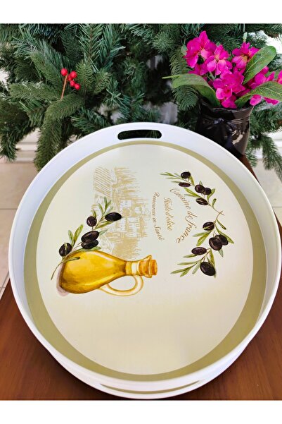 Madame Coco Olive Oval Tray - 25 X 30 cm