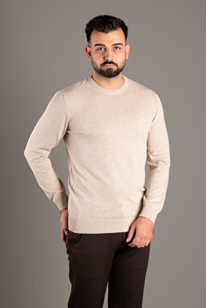 ZEKİ ÖZER Men's Beige Basics O-Neck Knitwear
