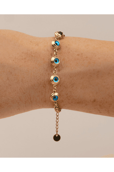 Portakal Esintisi Arzelia Nazar Beaded Steel Bracelet