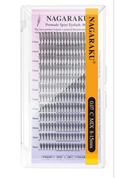 NAGARAKU İpek kirpik premade spire D kıvrım Mix mm 0.07 Kalınlık