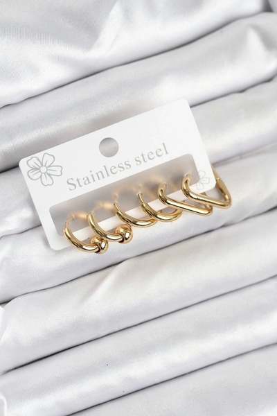 Clariss 316L Steel Gold Color Women's Earring Set