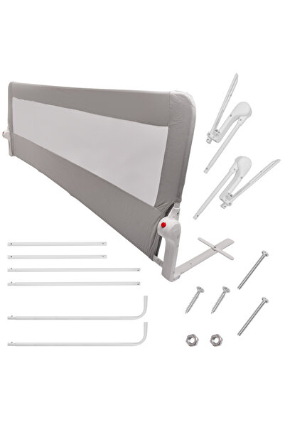 CIUPIGo Bariera de Protectie pentru Pat Copii XXL CIUPIGo®, 200cm Lungime, Rabatabila, Plasa Gri, Cadrul Me
