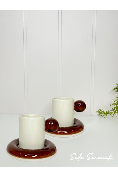 seda seramik Handmade 9 Color Dragee Series 4-Piece Coffee Cup Set for 2 People