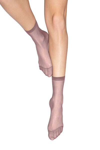 PETRA-ELISA Set of 2 pairs, Lycra Socks 1/4 15 DEN, Fumo, One Size