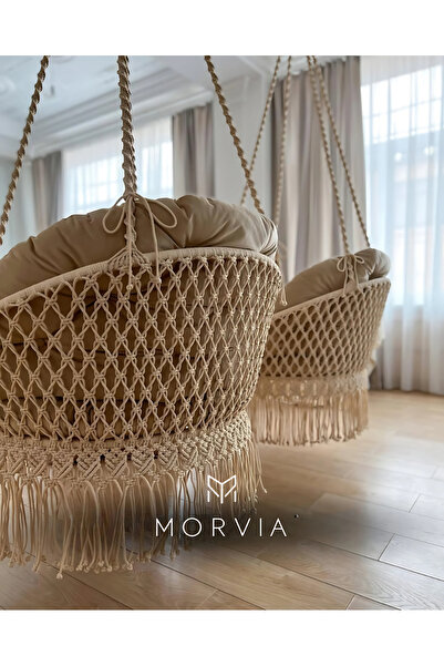 Morvia Makrome Salıncak Dia Modeli Minderli Tek Kişilik El Yapımı