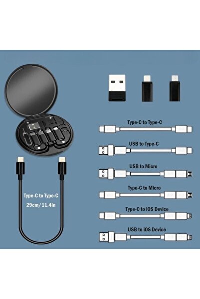 TOYFEST 60W Çok Fonksiyonlu USB Veri Şarj Kablosu Seti - Type-C Micro USB Lig...