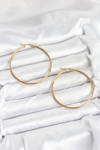 Clariss 316L Steel Gold Color 45 mm Hoop Women Earrings