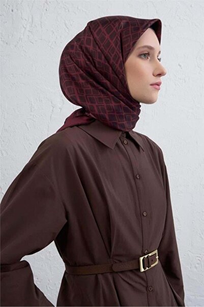 Armine Sura Saf İpek Eşarp IST 9438 - 54 Bordo Karışık Desen