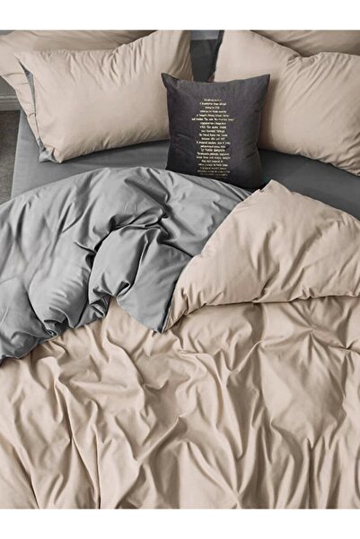 JOLLY HOME Lodos Home Cotton Single Duvet Cover Set Beige-Grey