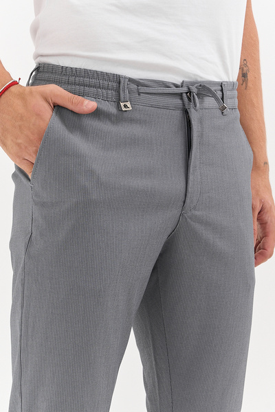 BLACK LEE Erkek Çizgili Jogger Beli Lastikli Bağcıklı Likralı Rahat Kalıp Pantolon