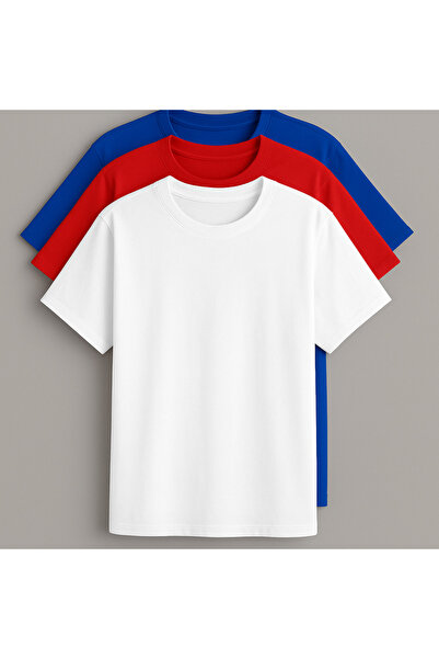 MARKATEM 3-Pack Eco Multi-Size Oversized T-Shirts, White, Blue, Red