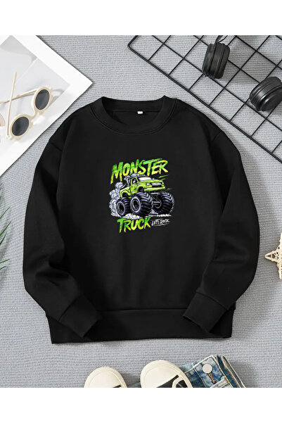 haha Tricou cu mânecă lungă cu imprimeu camion pentru băieți
