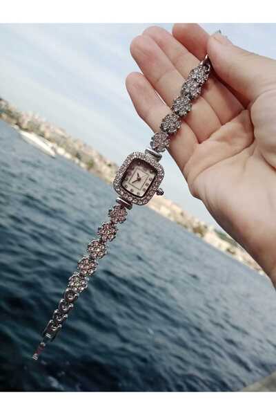 Brality Zircon Stone Silver Steel Cord Women Wrist Watch Silver Case Minimal Model Tt0127