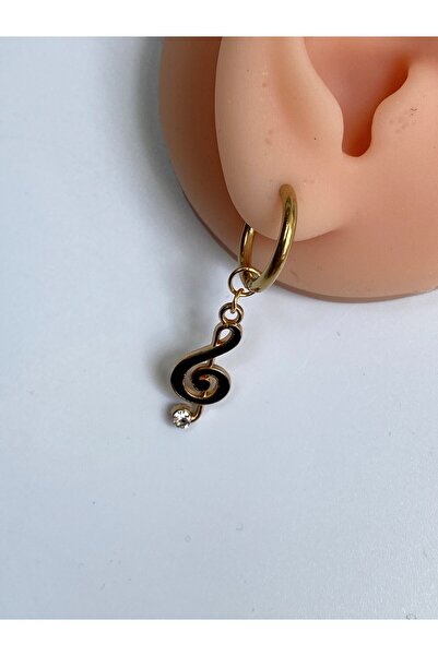 kurukafagift Steel Earrings with Single Note Figure in Gold and Black Color