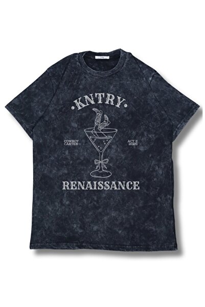 Fuddy Moda تي شيرت قابل للغسل مطبوع عليه نص كنטרי رينيسانس للجنسين، تي شيرت ك...