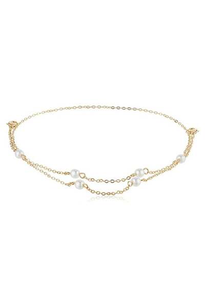 Mirfa Spectacles Anti-Slip Chain, Retainer Glasses Strap Necklace (Golden Chain with Big White Pearls)