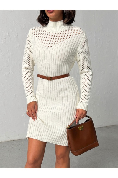 Nosia Women's Mesh Detailed Mini Knit Dress