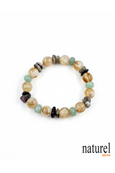 Naturel Tılsım سوار من حجر السيلينيت الأصلي والأفنتورين والتورمالين مقاس 10 م...