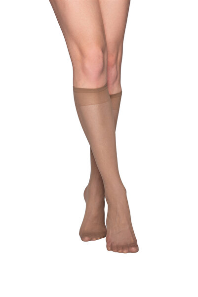 PETRA-ELISA Set of 2 pairs, Polyamide 3/4 Socks 20 DEN, Chestnut, One Size