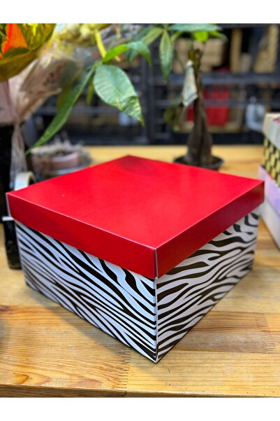 demontecraft 26x26x15 siyah desenli kırmızı hedilik kutu 2 adet