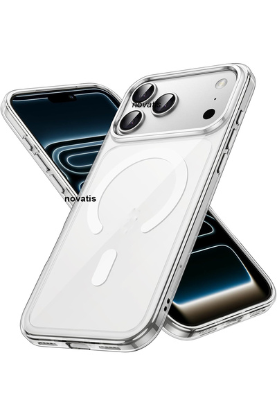 Novatis İphone 17 Pro Max Uyumlu 3D Kamera Korumalı Şeffaf Magsafe Şarj Özell...