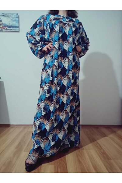 hoaryage Robadan Uzun Kollu %100 Viskon Basma Çiçekli Anne ELBİSE, Namaz Elbi...