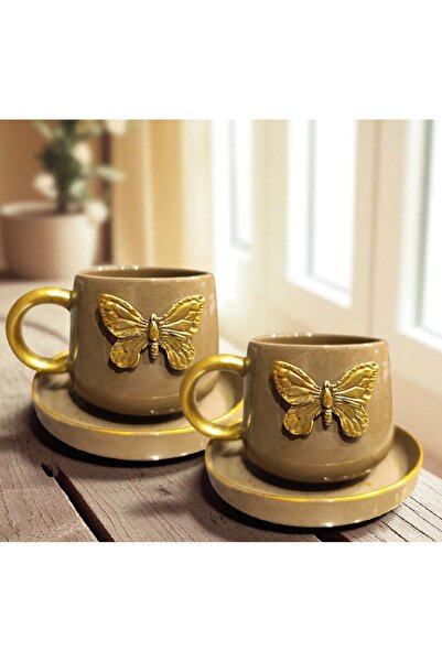 Boni Bon Collection Design 4 Piece Handmade Gilded 3D Embossed Butterfly Cera...