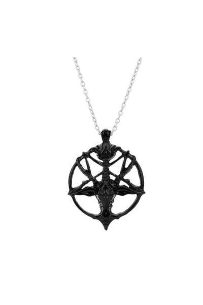 SYGGY Pentagram Pendant Necklace Set, med52BLACK, Black