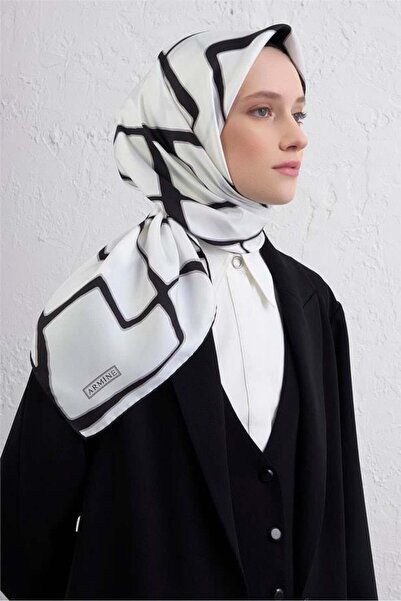 Armine Φουλάρι Sura Pure Silk IST 9441 - 01 Μικτό σχέδιο λευκό-μαύρο