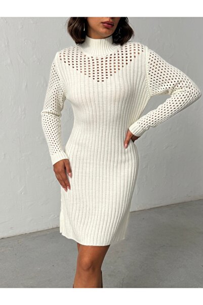 Nosia Women's Mesh Detailed Mini Knit Dress
