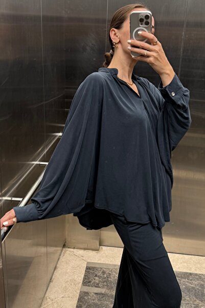 Noi Belis 100% Modal Batwing Sleeve Soft Button Blouse Pants Woven Top-And-Bottom Set Aw25Au0014