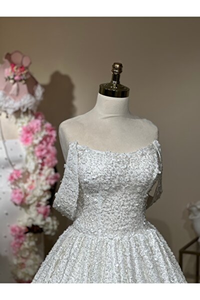 MODA Full Dantelli Gelinlik-Özel Üretim Dantelli-Işıltılı-Kabarık Gelinlik